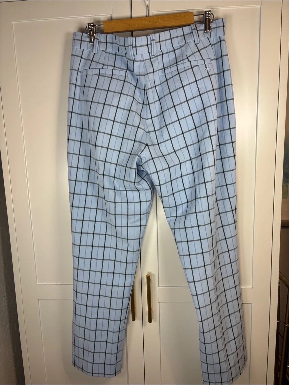 Tory Burch Light Blue Windowpane Chinos